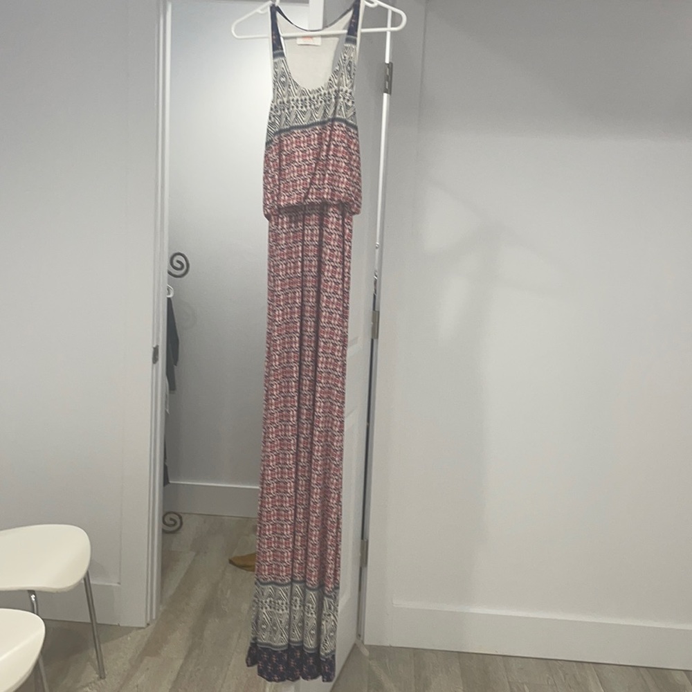 EUC blue, pink, and white maxi dress